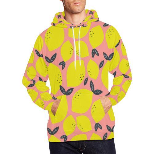 Lemon Print Pattern Men Pullover Hoodie-grizzshop