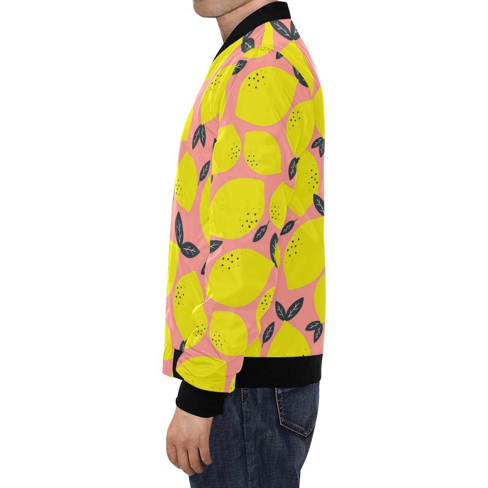 Lemon Print Pattern Men's Bomber Jacket-grizzshop