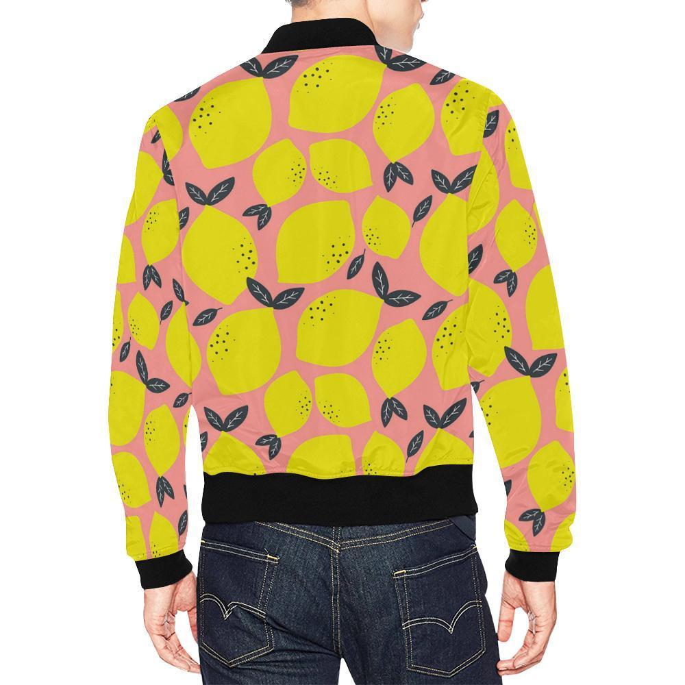 Lemon Print Pattern Men's Bomber Jacket-grizzshop