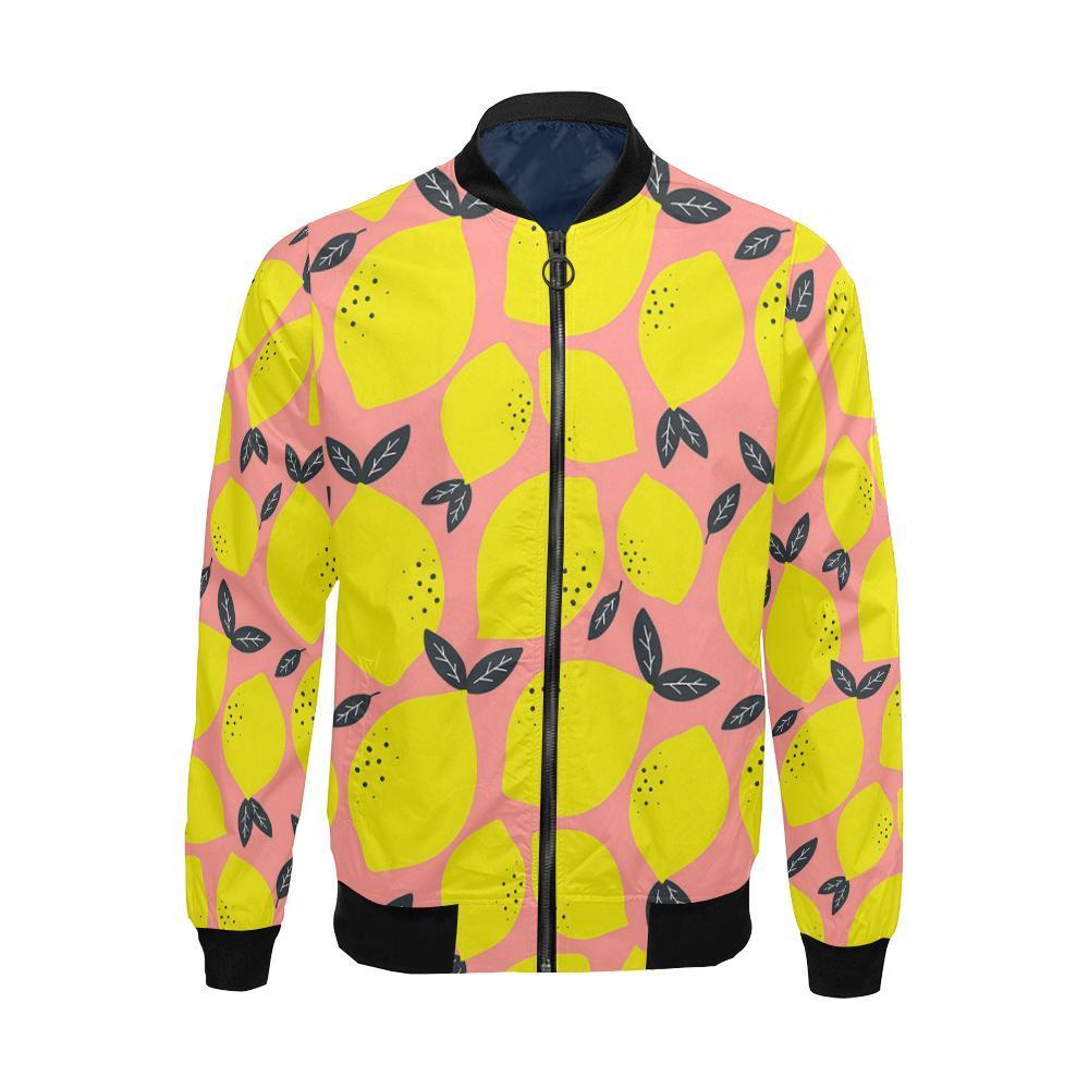 Lemon Print Pattern Men's Bomber Jacket-grizzshop