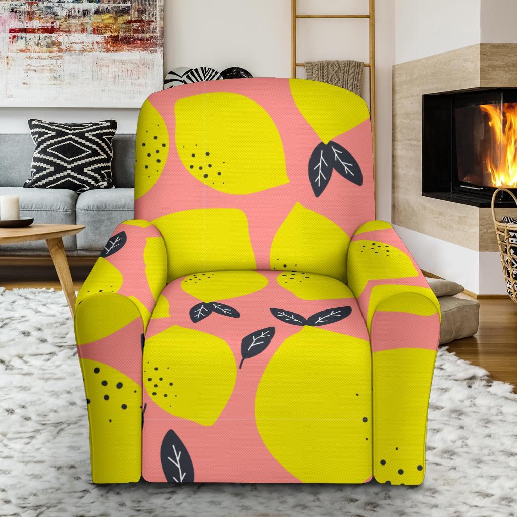 Lemon Print Pattern Recliner Cover-grizzshop