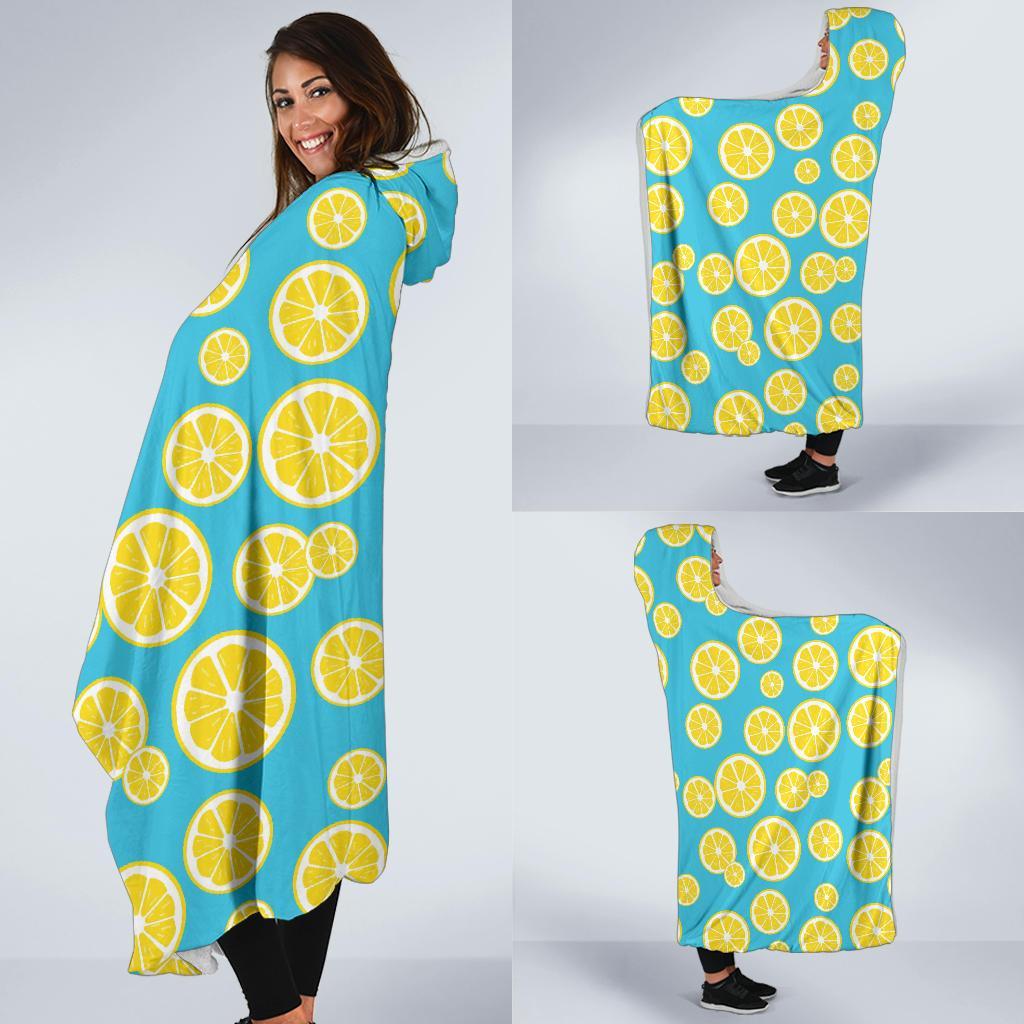 Lemon Slice Pattern Print Hooded Blanket-grizzshop
