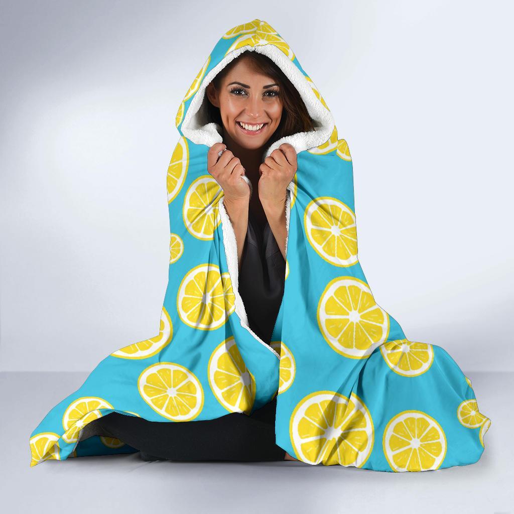 Lemon Slice Pattern Print Hooded Blanket-grizzshop