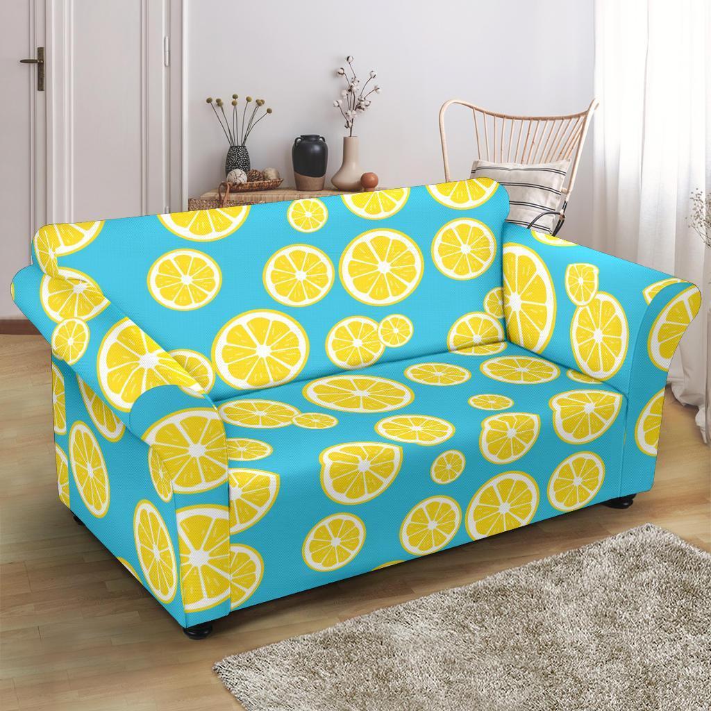 Lemon Slice Pattern Print Loveseat Cover-grizzshop