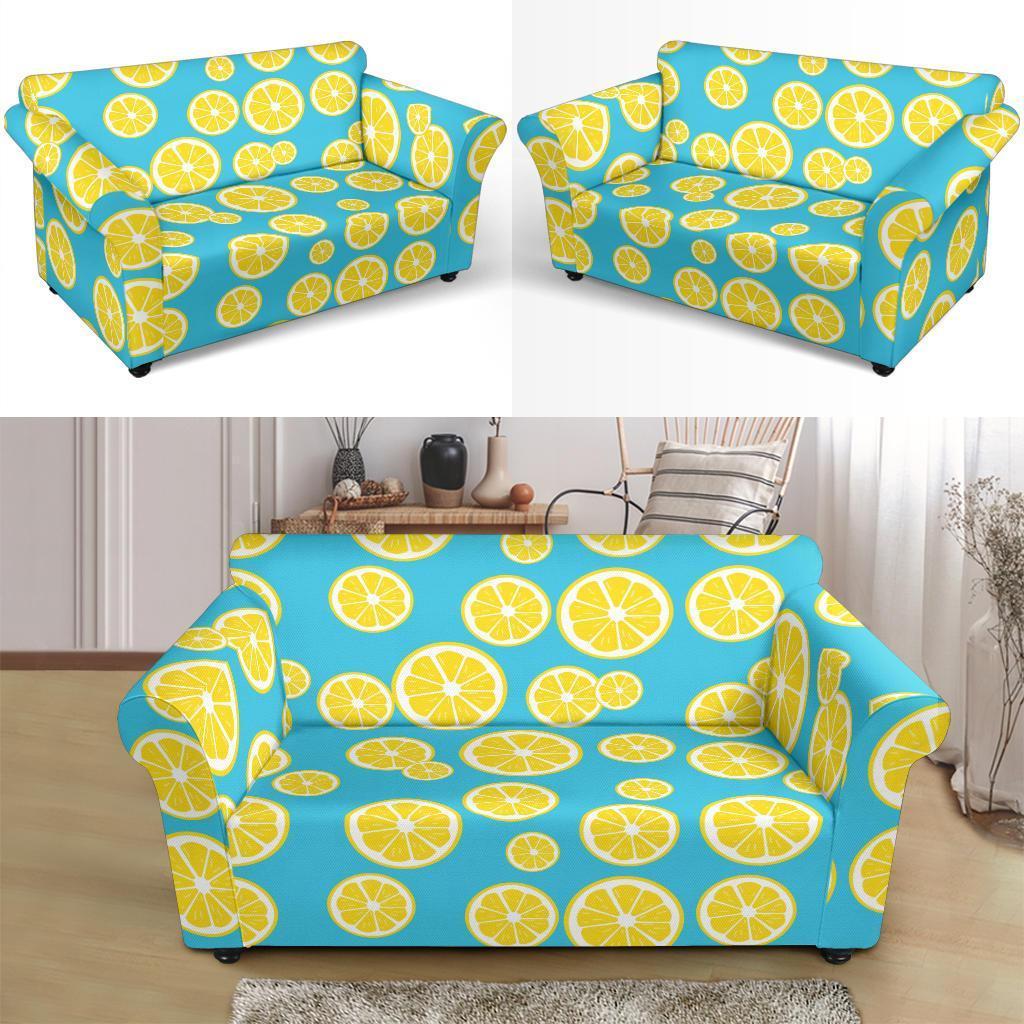 Lemon Slice Pattern Print Loveseat Cover-grizzshop