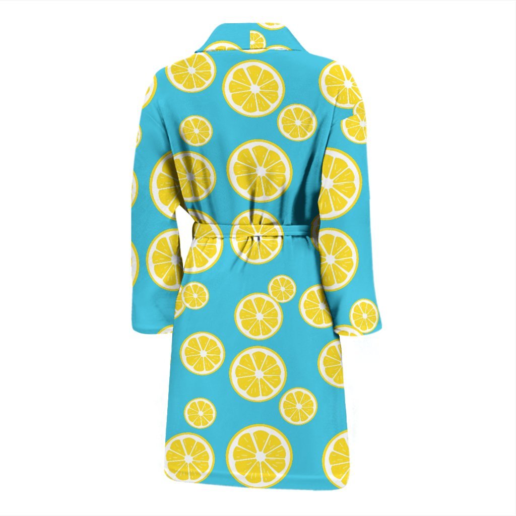 Lemon Slice Pattern Print Men Long Robe-grizzshop
