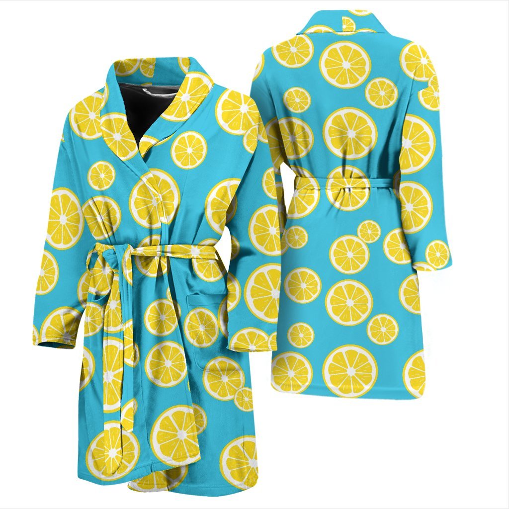 Lemon Slice Pattern Print Men Long Robe-grizzshop