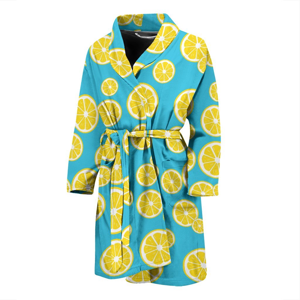 Lemon Slice Pattern Print Men Long Robe-grizzshop