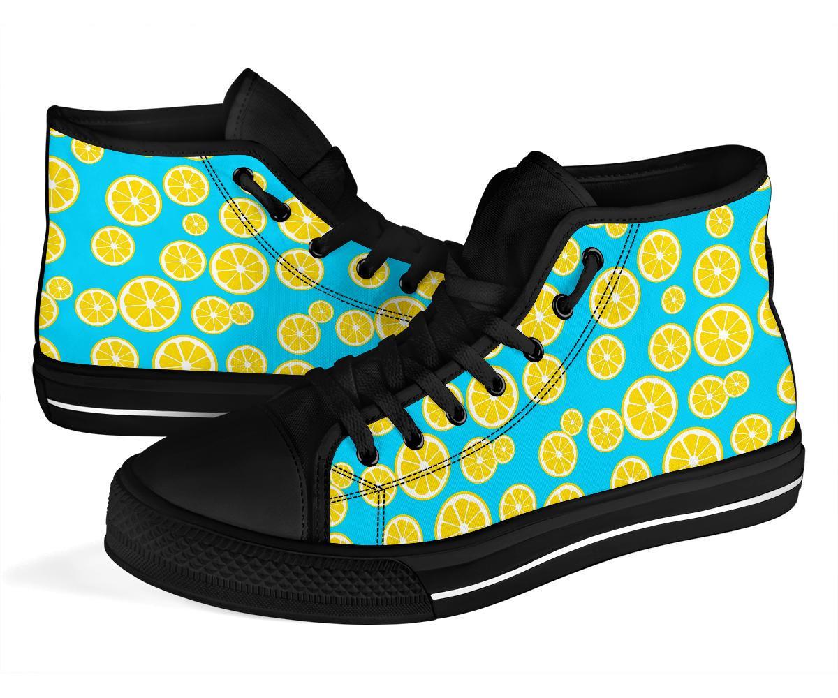 Lemon Slice Pattern Print Men Women's High Top Shoes-grizzshop
