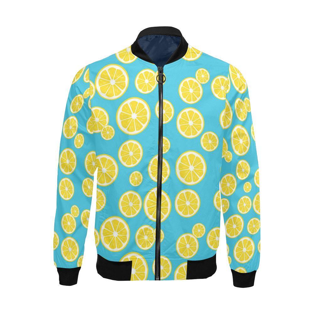 Lemon Slice Pattern Print Men's Bomber Jacket-grizzshop