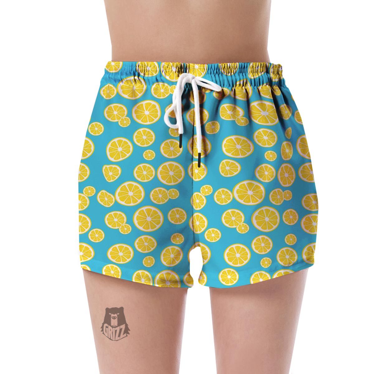 Lemon Slice Pattern Print Women's Shorts-grizzshop