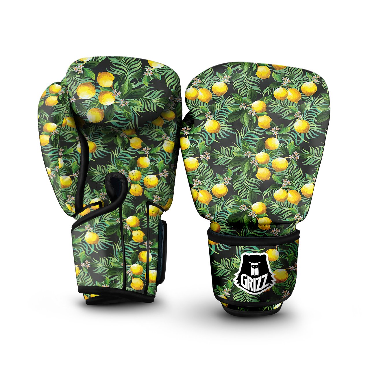 Lemon Tropical Print Pattern Boxing Gloves-grizzshop