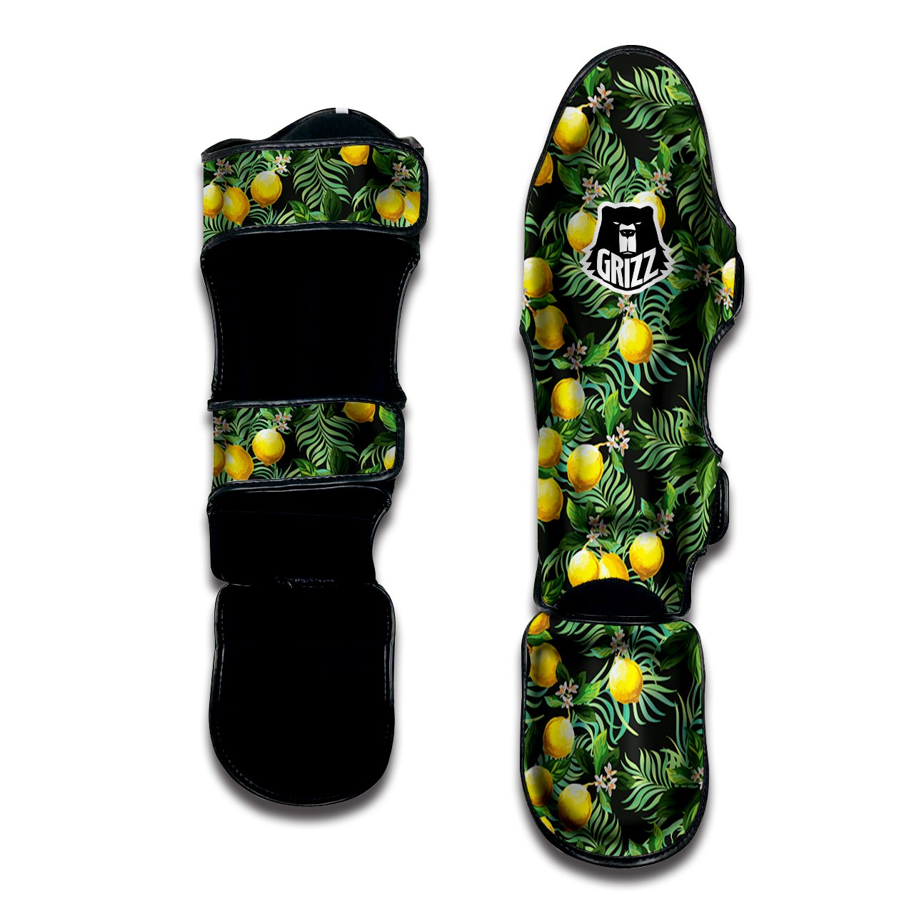 Lemon Tropical Print Pattern Muay Thai Shin Guards-grizzshop