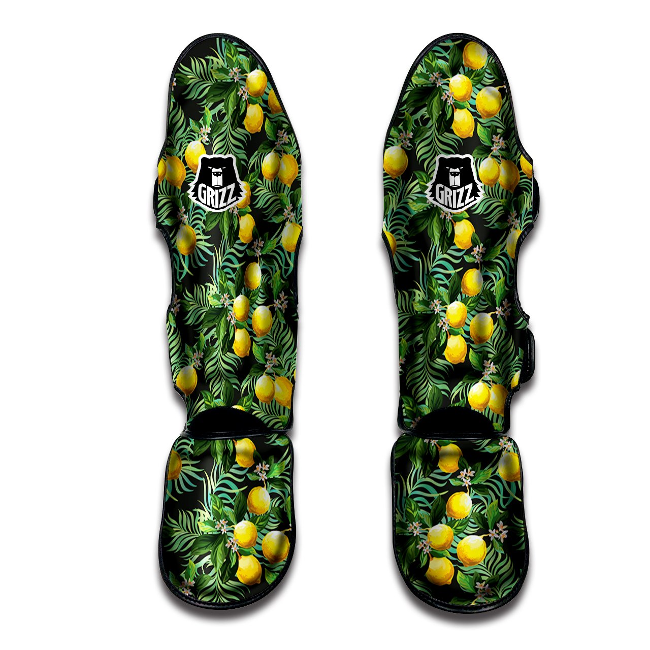 Lemon Tropical Print Pattern Muay Thai Shin Guards-grizzshop