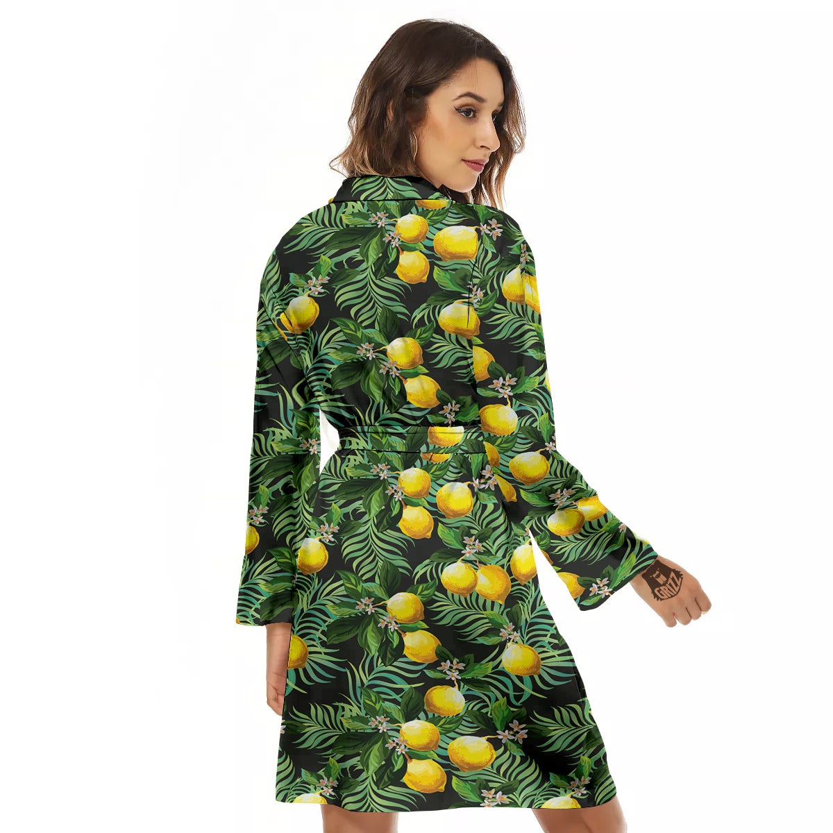 Lemon Tropical Print Pattern Women's Robe-grizzshop