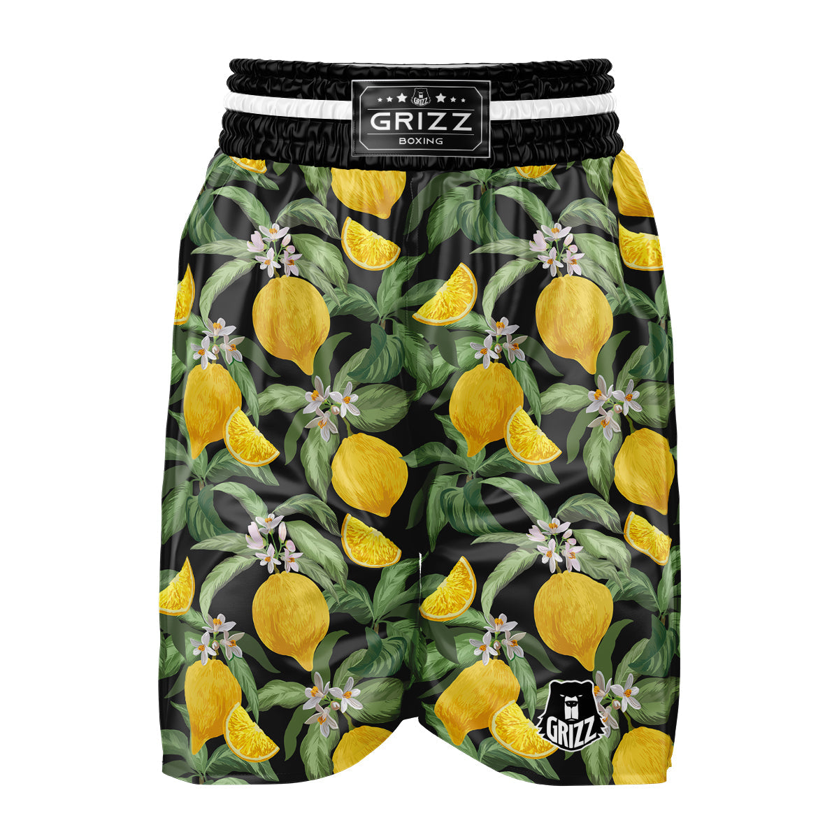 Lemon Yellow Print Pattern Boxing Shorts-grizzshop