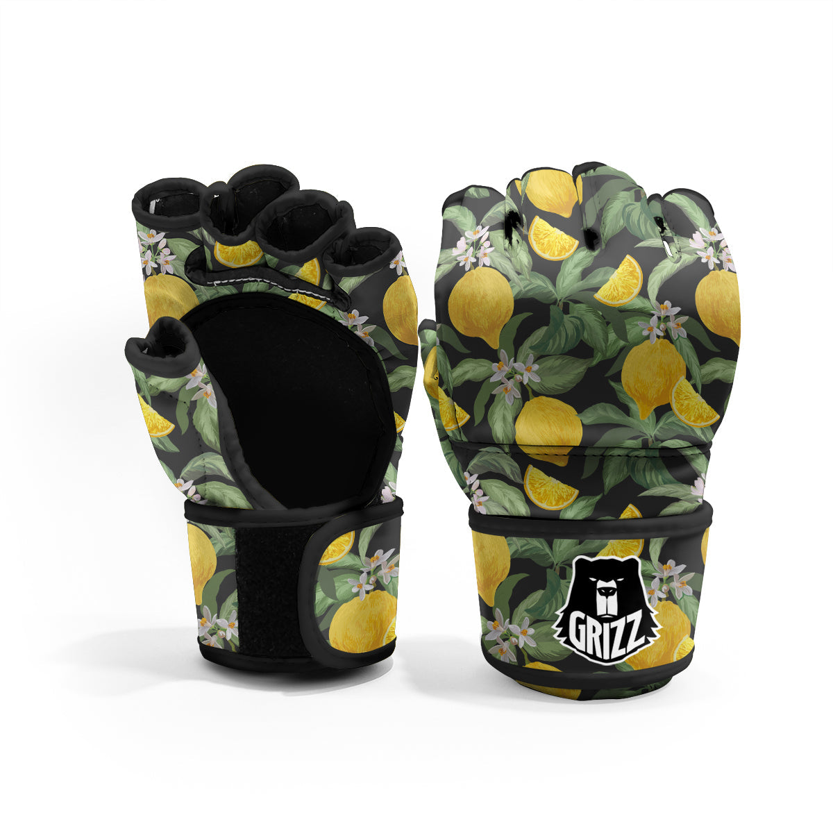 Lemon Yellow Print Pattern MMA Gloves-grizzshop