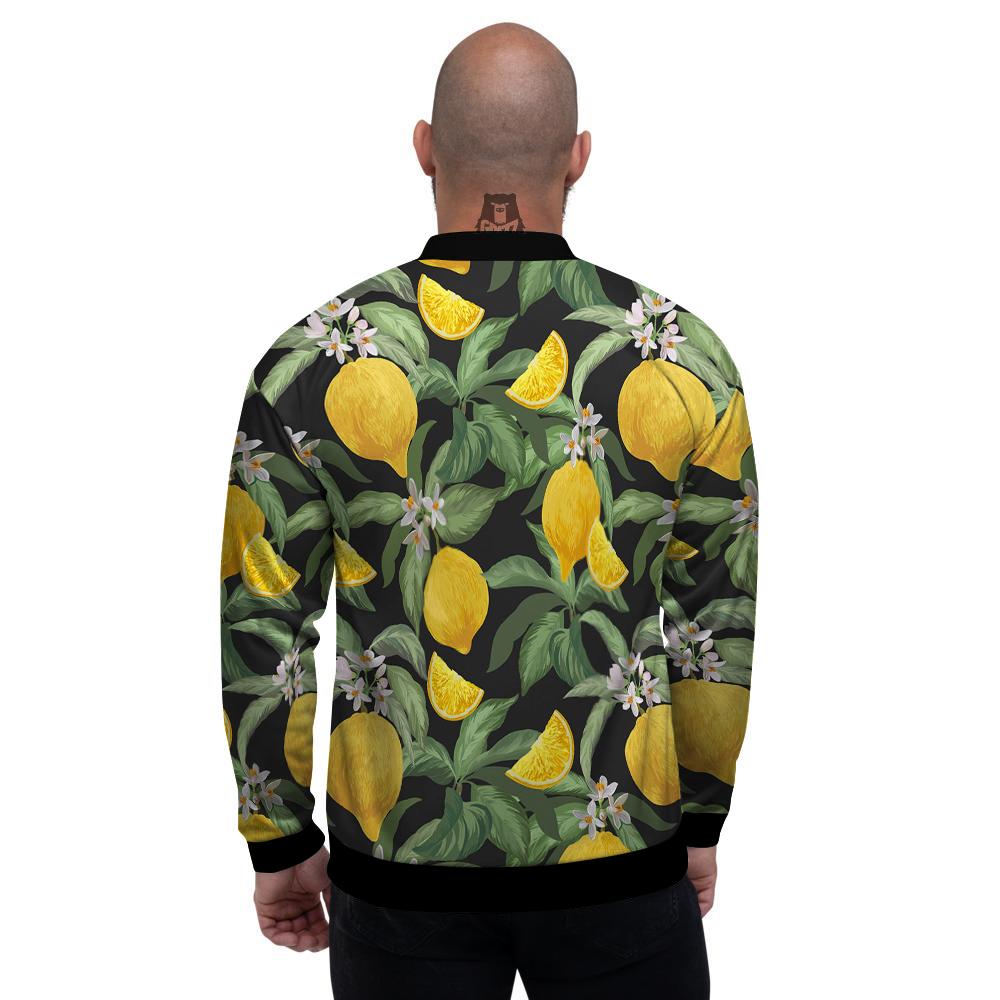 Lemon Yellow Print Pattern Men's Bomber Jacket-grizzshop