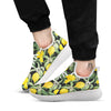 Lemon Yellow Print Pattern White Athletic Shoes-grizzshop