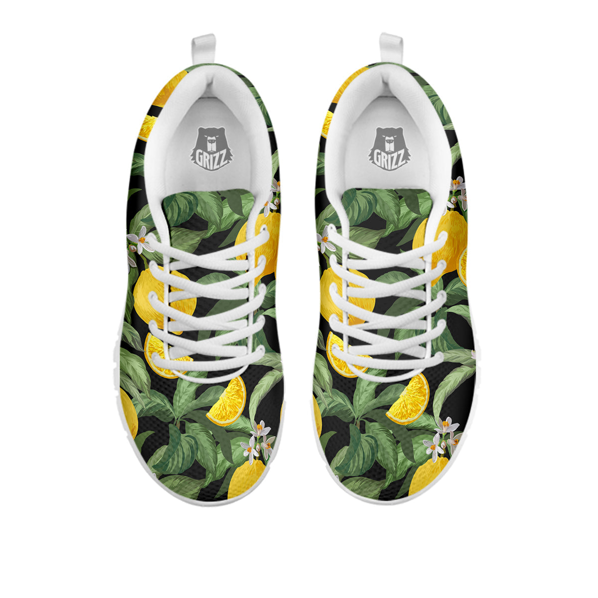 Lemon Yellow Print Pattern White Sneaker-grizzshop