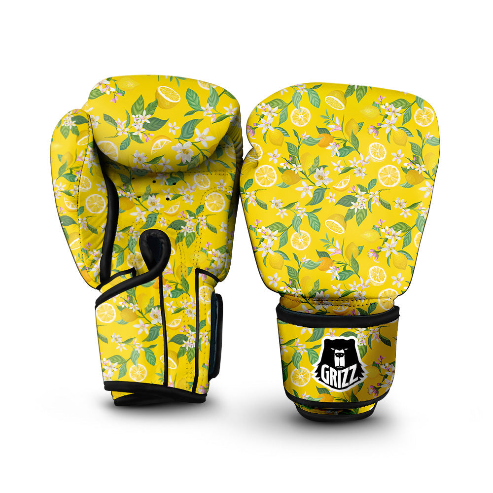 Lemon Yellow Topic Fruits Print Pattern Boxing Gloves-grizzshop