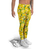 Lemon Yellow Topic Fruits Print Pattern Men's Leggings-grizzshop