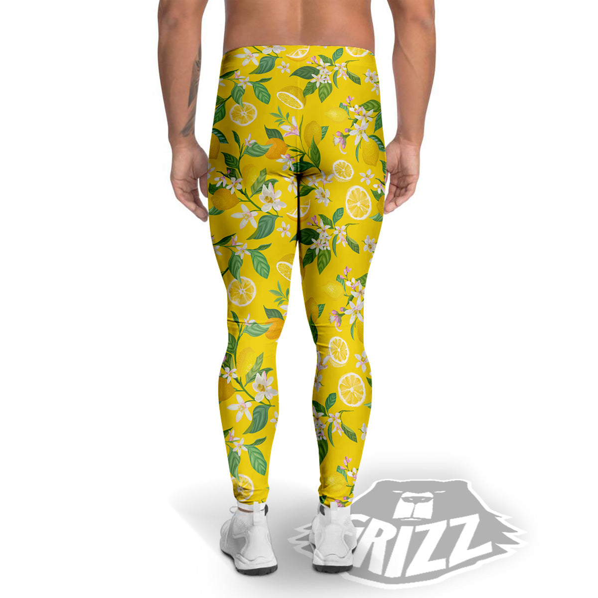 Lemon Yellow Topic Fruits Print Pattern Men's Leggings – Grizzshopping