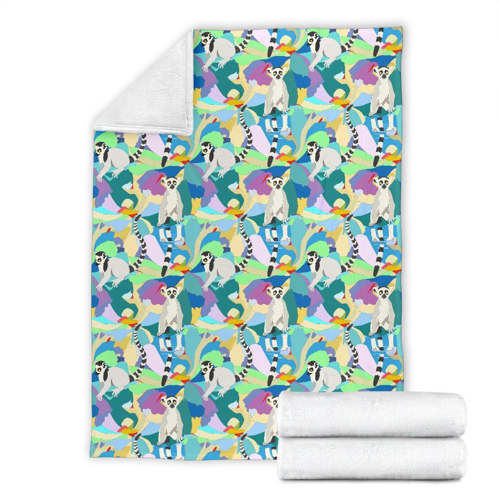 Lemur Colorful Pattern Print Blanket-grizzshop