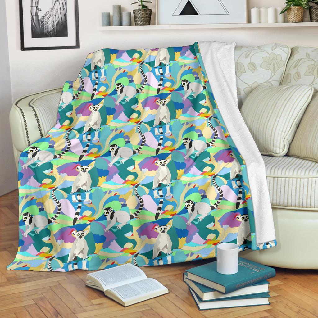 Lemur Colorful Pattern Print Blanket-grizzshop