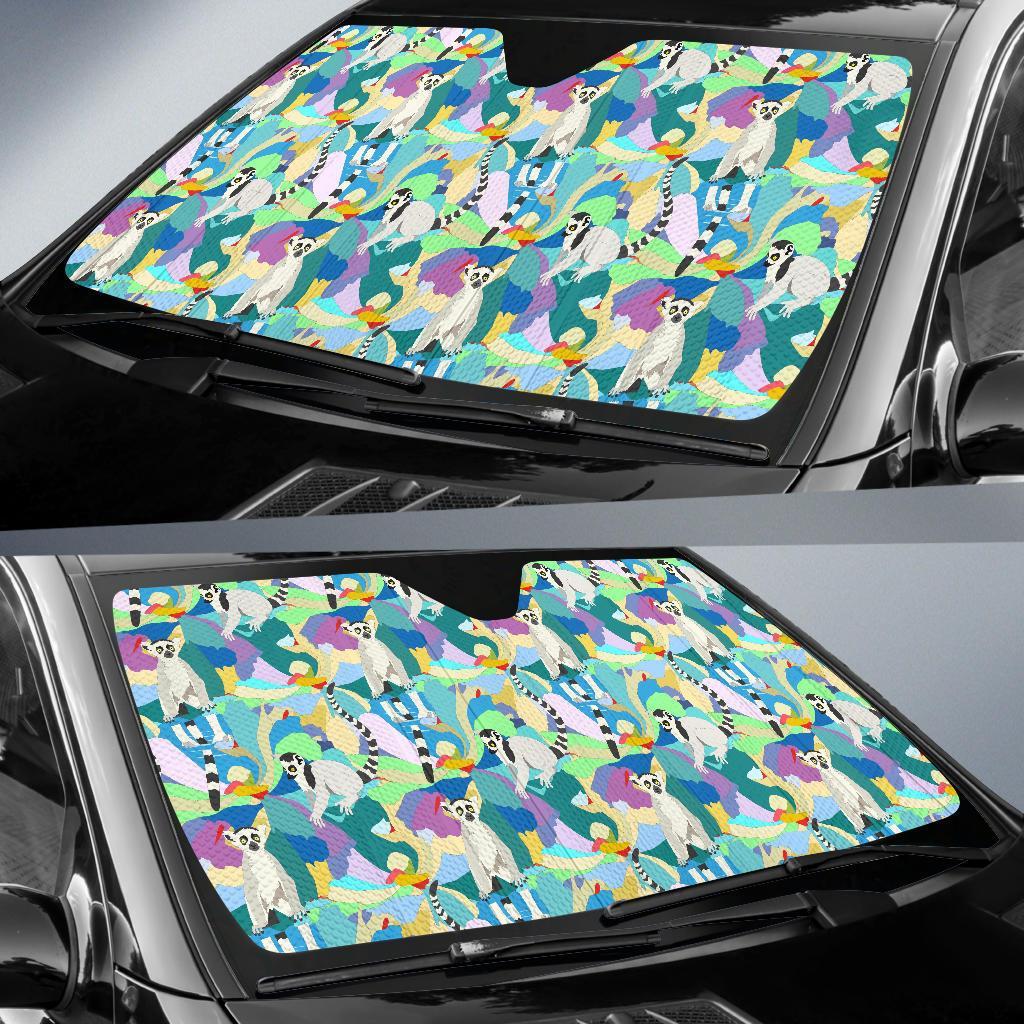 Lemur Colorful Pattern Print Car Sun Shade-grizzshop