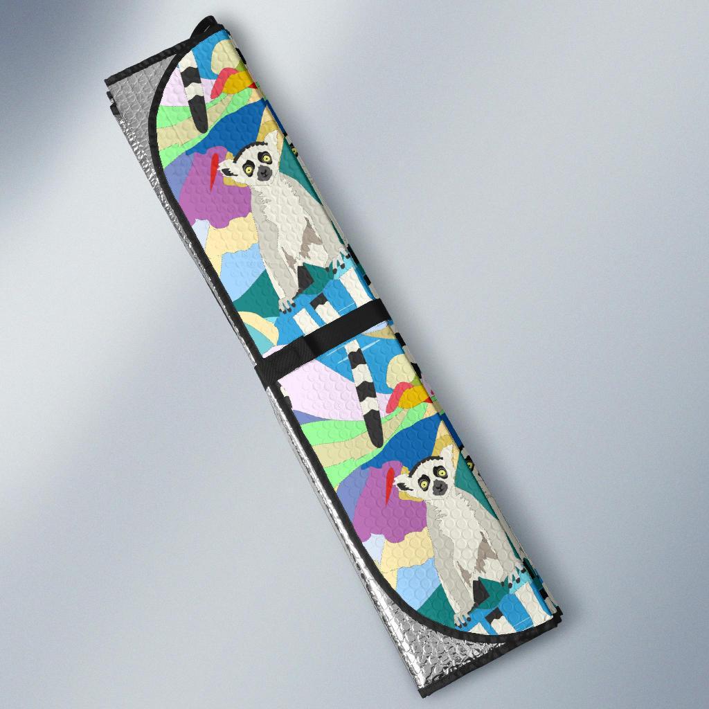 Lemur Colorful Pattern Print Car Sun Shade-grizzshop