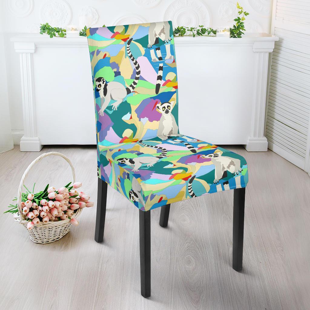 Lemur Colorful Pattern Print Chair Cover-grizzshop