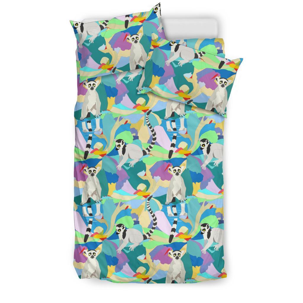 Lemur Colorful Pattern Print Duvet Cover Bedding Set-grizzshop