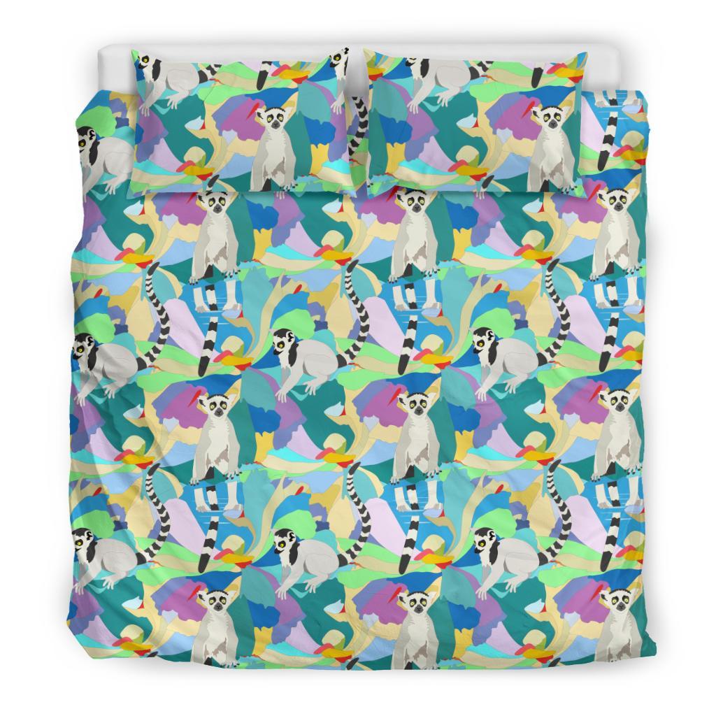 Lemur Colorful Pattern Print Duvet Cover Bedding Set-grizzshop