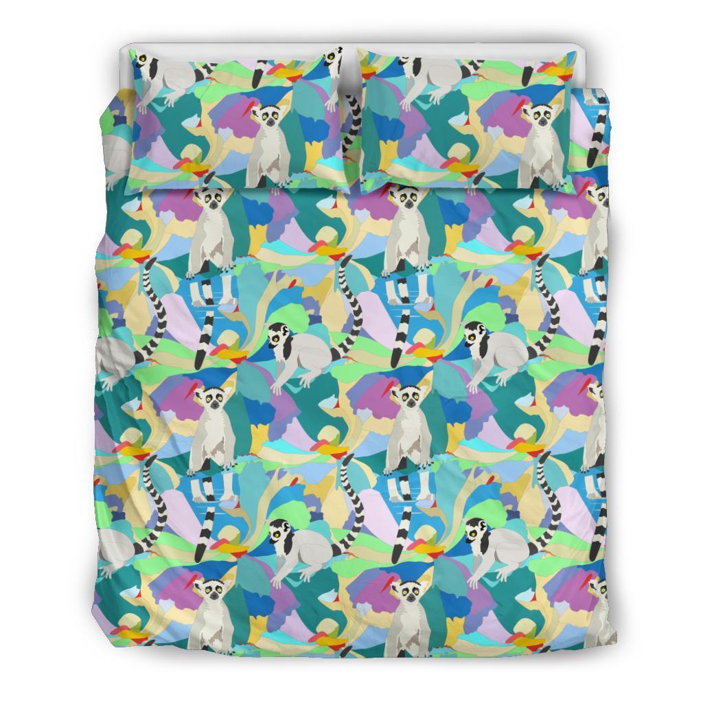 Lemur Colorful Pattern Print Duvet Cover Bedding Set-grizzshop