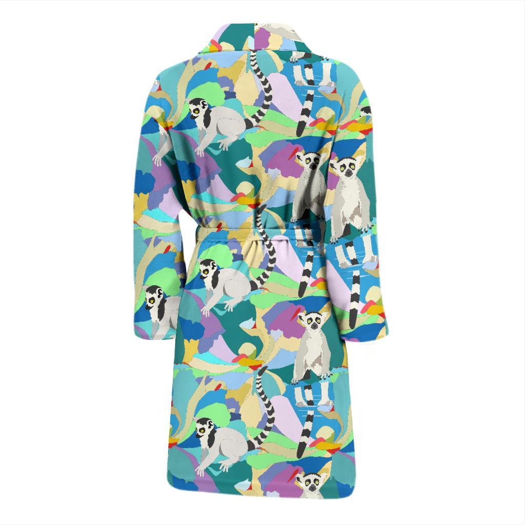 Lemur Colorful Pattern Print Men Long Robe-grizzshop