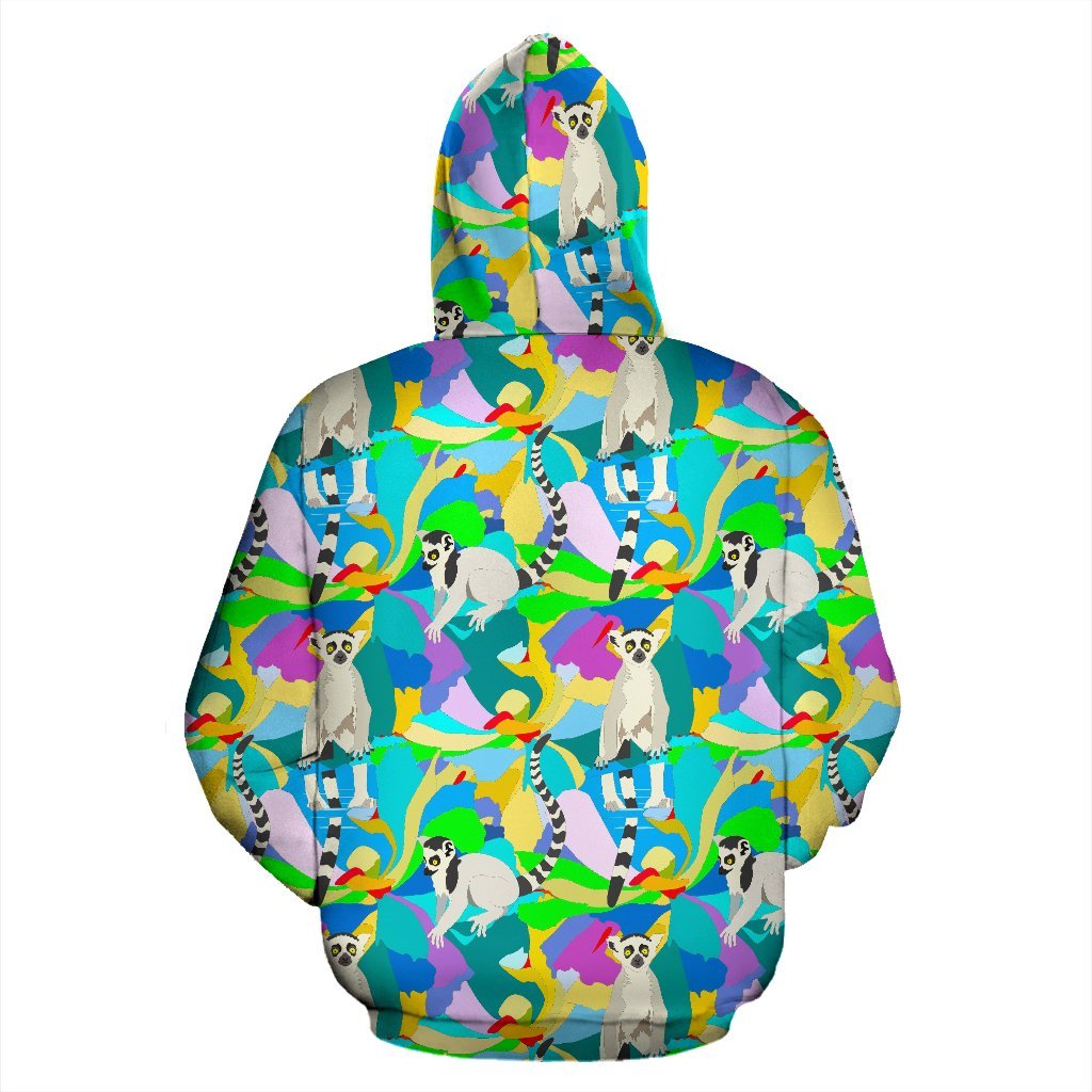 Lemur Colorful Pattern Print Men Women Pullover Hoodie-grizzshop