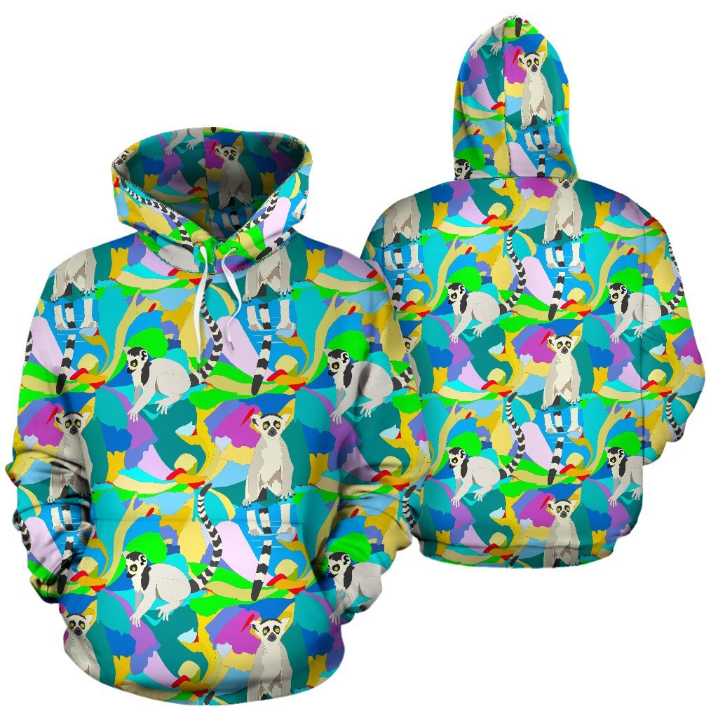 Lemur Colorful Pattern Print Men Women Pullover Hoodie-grizzshop