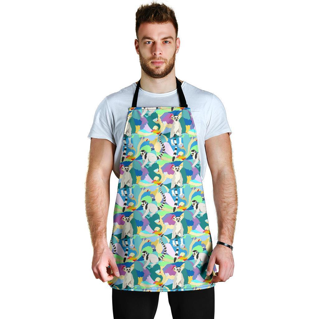 Lemur Colorful Pattern Print Men's Apron-grizzshop