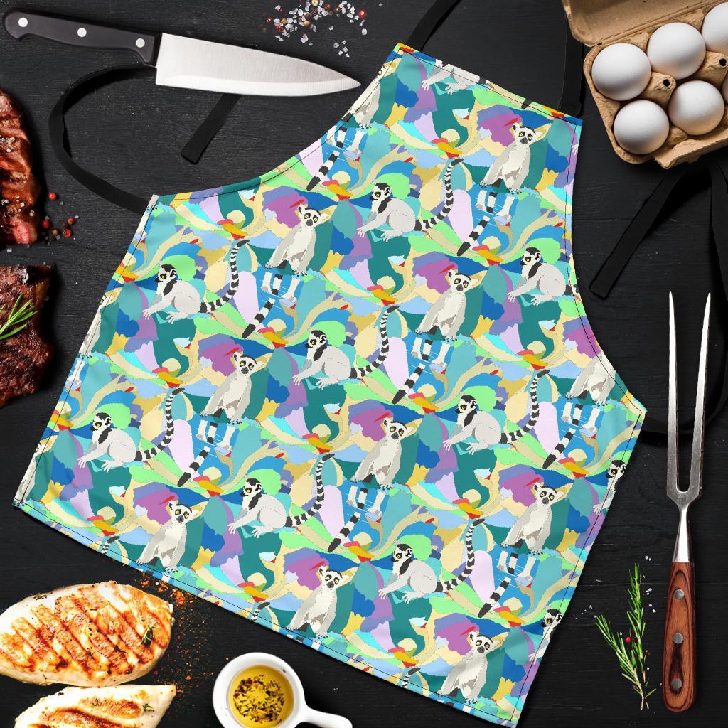 Lemur Colorful Pattern Print Men's Apron-grizzshop