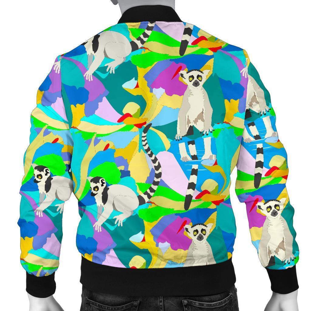 Lemur Colorful Pattern Print Men's Bomber Jacket-grizzshop