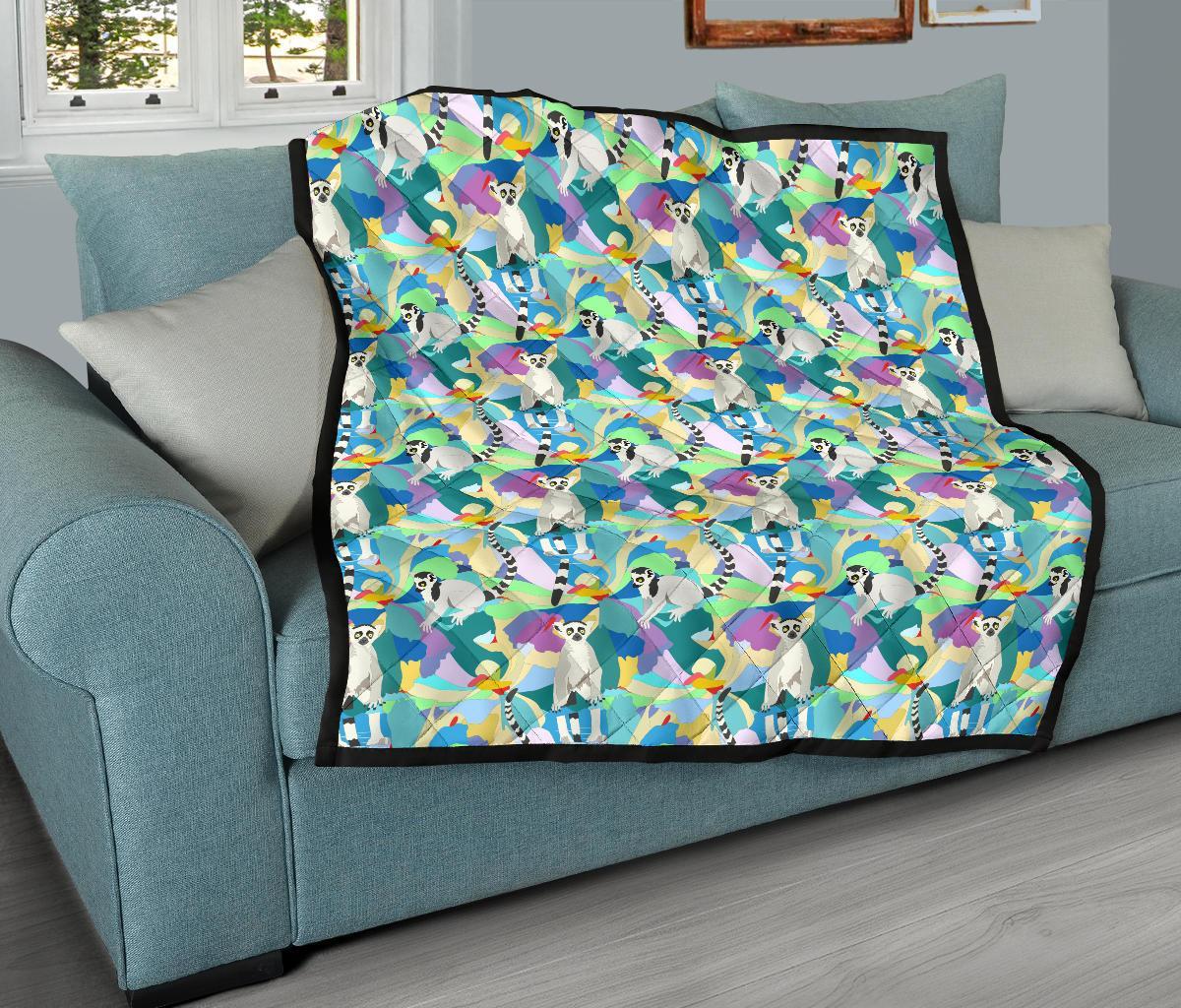 Lemur Colorful Pattern Print Quilt-grizzshop
