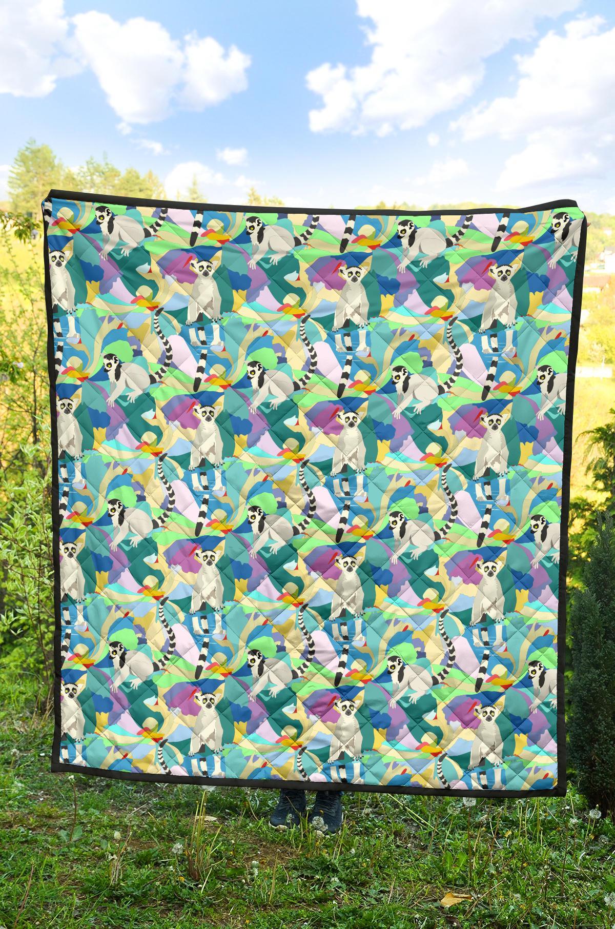 Lemur Colorful Pattern Print Quilt-grizzshop