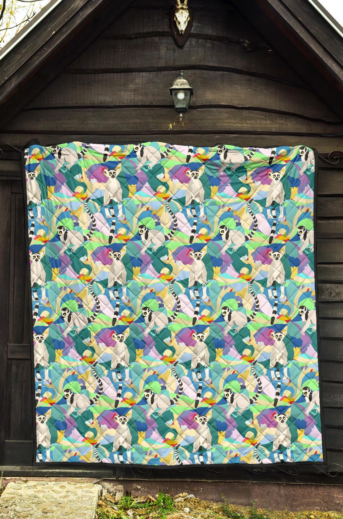 Lemur Colorful Pattern Print Quilt-grizzshop