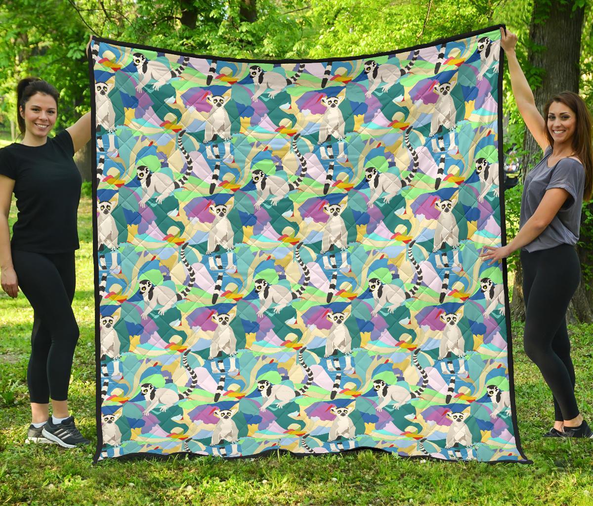 Lemur Colorful Pattern Print Quilt-grizzshop