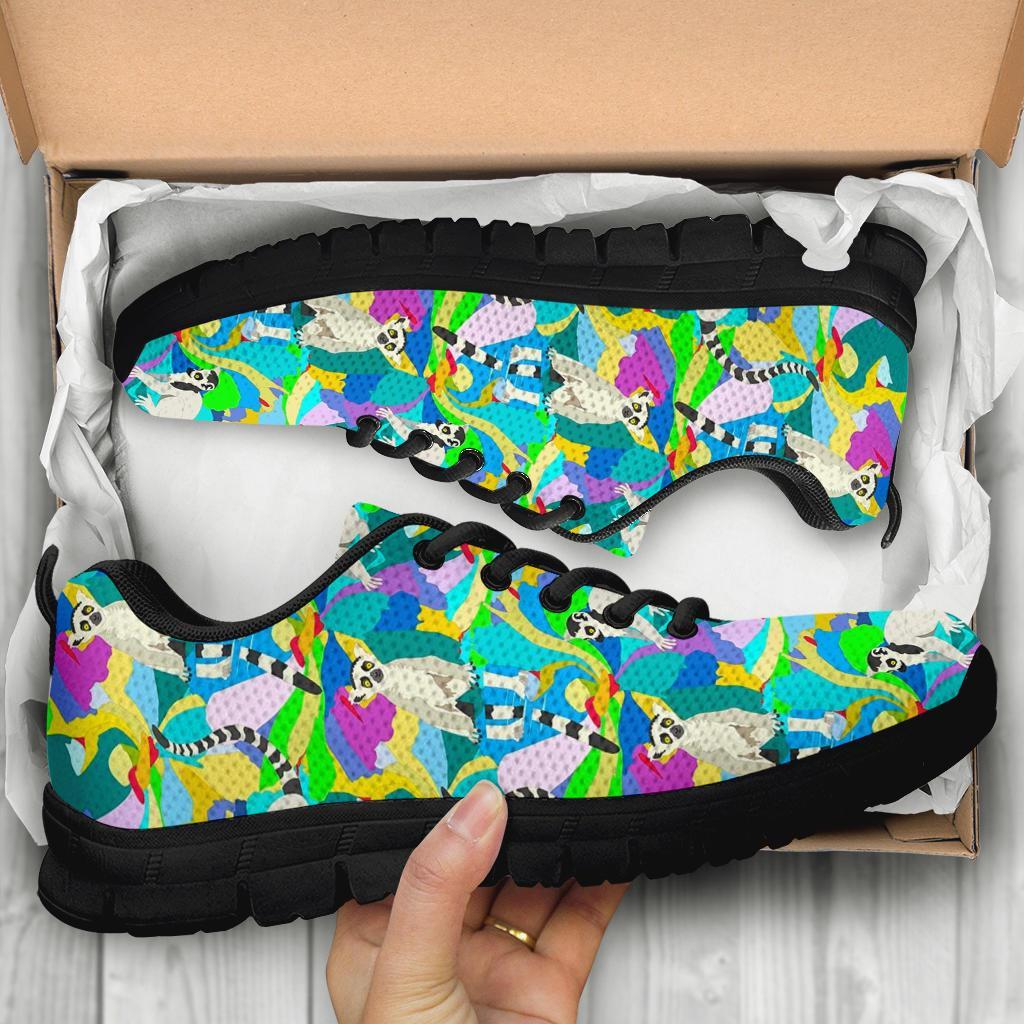 Lemur Colorful Pattern Print Sneaker Shoes For Men Women-grizzshop
