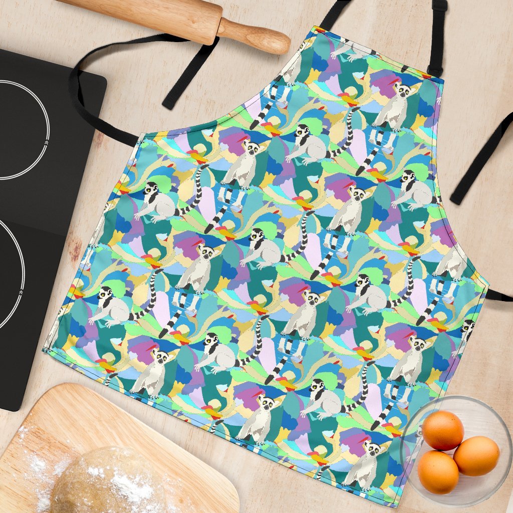 Lemur Colorful Pattern Print Women's Apron-grizzshop