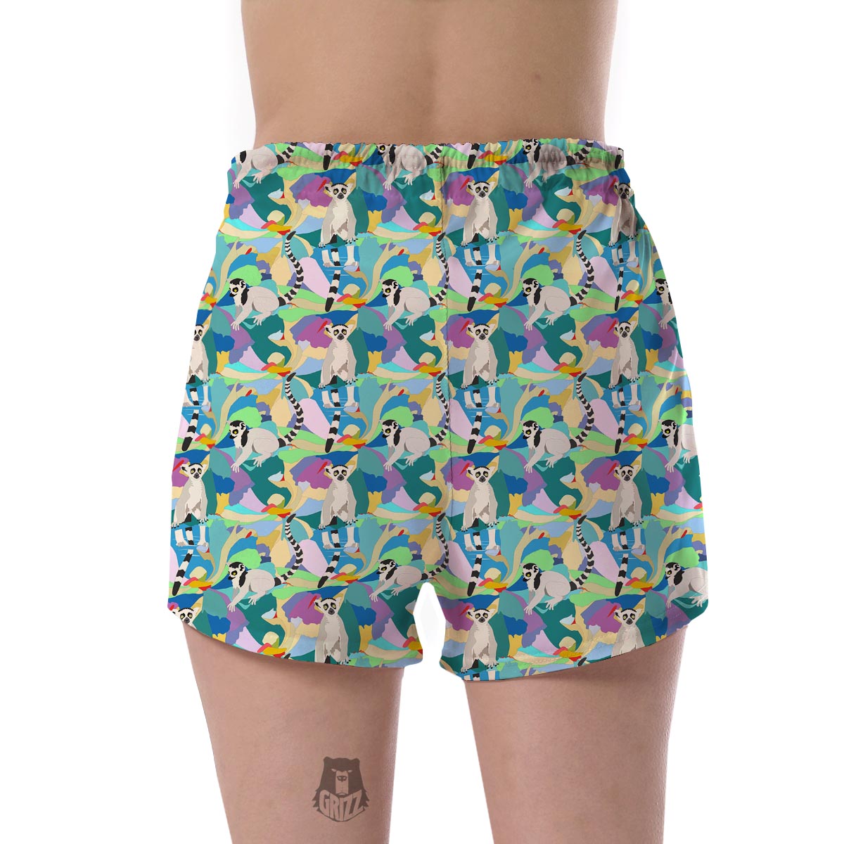 Lemur Colorful Pattern Print Women's Shorts-grizzshop