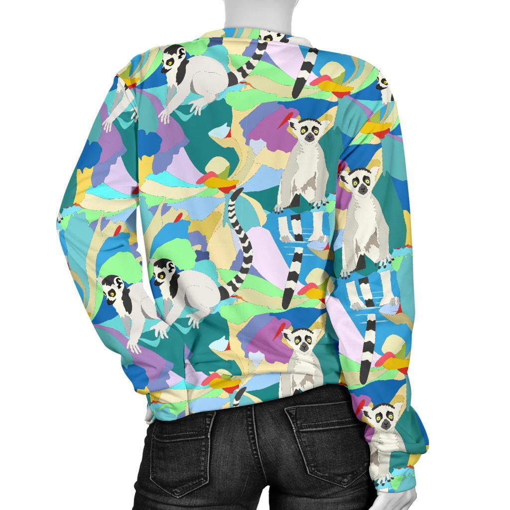 Lemur Colorful Pattern Print Women's Sweatshirt-grizzshop