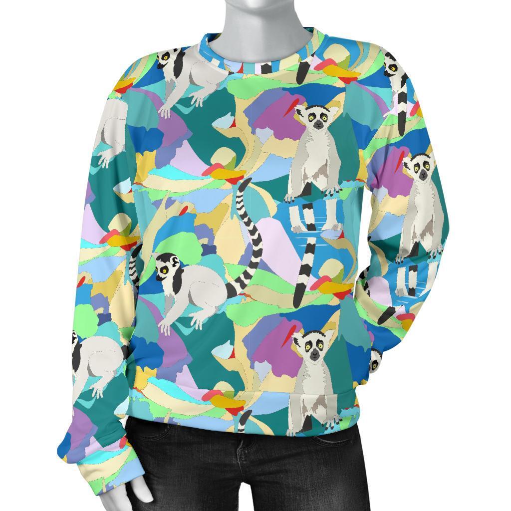 Lemur Colorful Pattern Print Women's Sweatshirt-grizzshop
